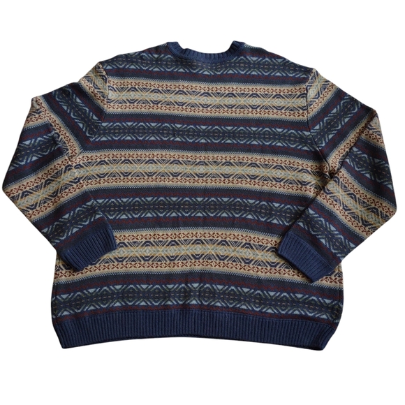 Scandia Woods 2XL Blue Tan Fair Isle Sweater - Picture 2 of 15
